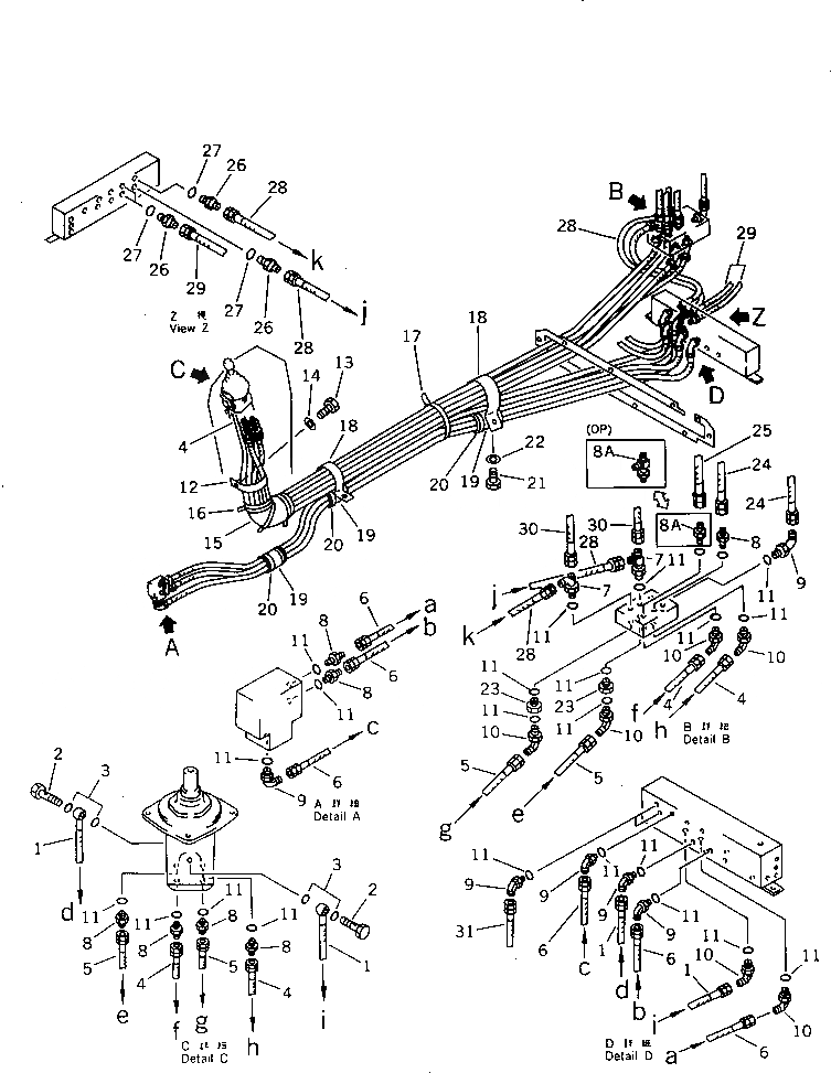 Схема запчастей Komatsu PW150-1 - ГИДРОЛИНИЯ (/8) (ПРАВ.¤ P.P.C)(№-) УПРАВЛ-Е РАБОЧИМ ОБОРУДОВАНИЕМ