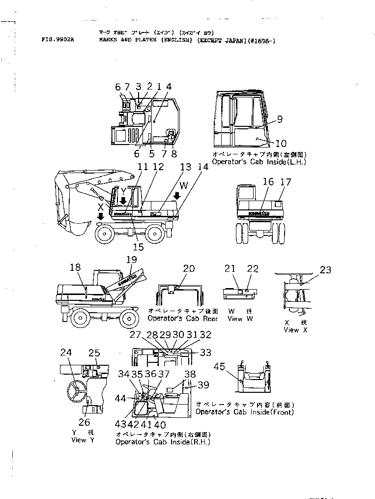 Схема запчастей Komatsu PW150-1 - МАРКИРОВКА (АНГЛ.) (КРОМЕ ЯПОН.)(№9-) СПЕЦ. APPLICATION ЧАСТИ¤ МАРКИРОВКА¤ ИНСТРУМЕНТ И РЕМКОМПЛЕКТЫ