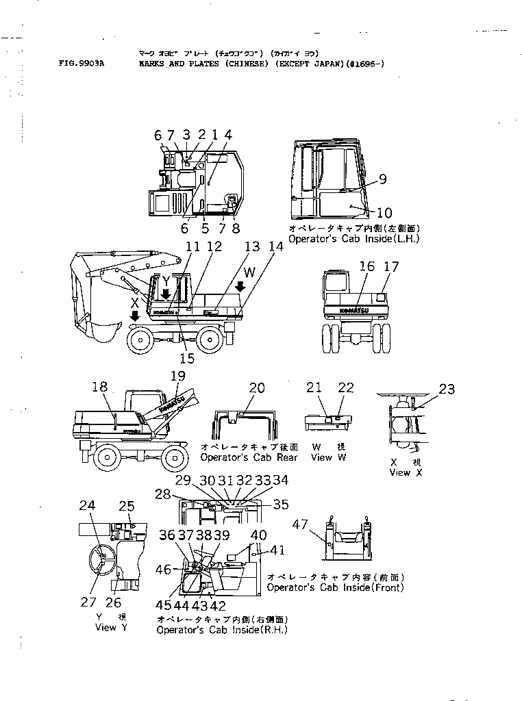 Схема запчастей Komatsu PW150-1 - МАРКИРОВКА (ИТАЛИЯ) (КРОМЕ ЯПОН.)(№9-) СПЕЦ. APPLICATION ЧАСТИ¤ МАРКИРОВКА¤ ИНСТРУМЕНТ И РЕМКОМПЛЕКТЫ