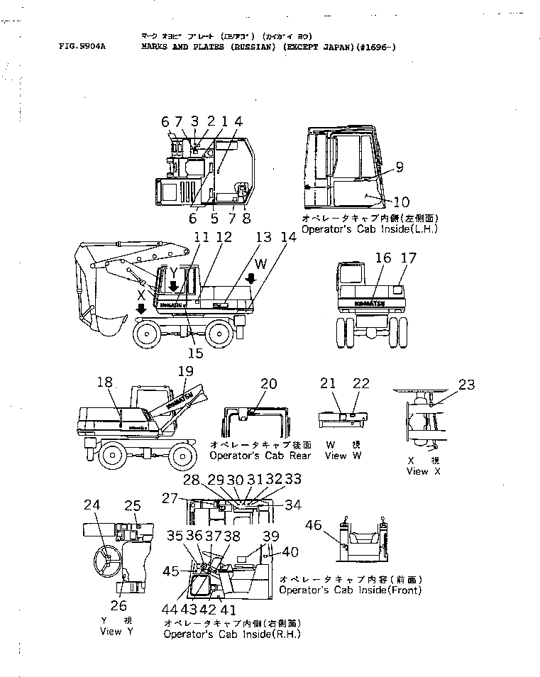 Схема запчастей Komatsu PW150-1 - МАРКИРОВКА (РОССИЯ) (КРОМЕ ЯПОН.)(№9-) СПЕЦ. APPLICATION ЧАСТИ¤ МАРКИРОВКА¤ ИНСТРУМЕНТ И РЕМКОМПЛЕКТЫ