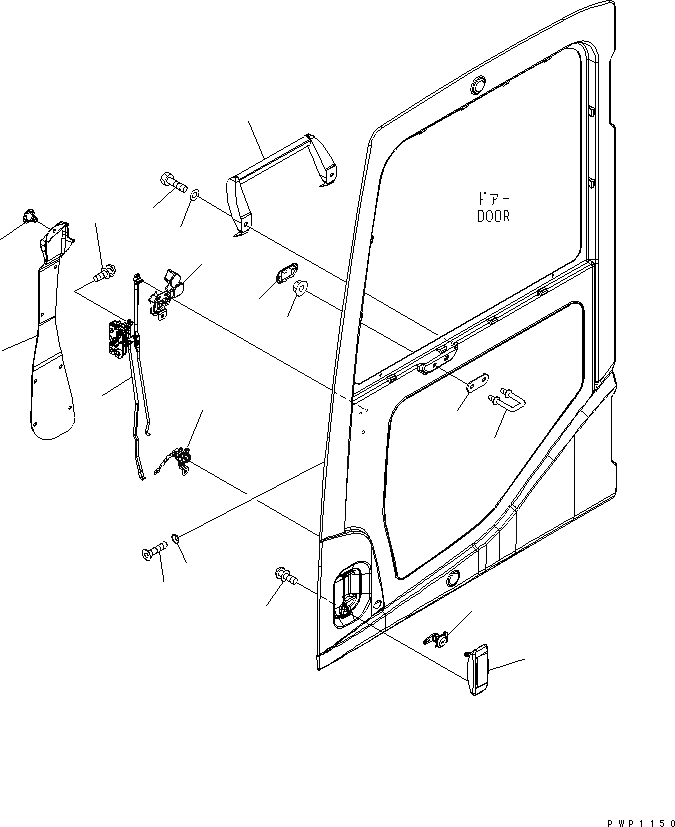 Схема запчастей Komatsu PW160-7K - КАБИНА (ЗАМОК ДВЕРИ) КАБИНА ОПЕРАТОРА И СИСТЕМА УПРАВЛЕНИЯ