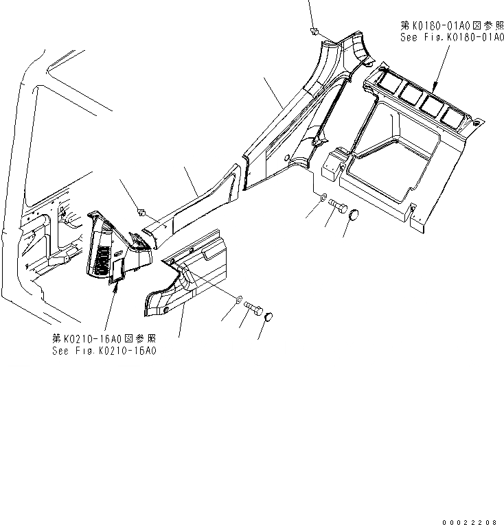 Схема запчастей Komatsu PW160-7K - OPERATOR'S (СИДЕНЬЕ ПРАВ. COVER) КАБИНА ОПЕРАТОРА И СИСТЕМА УПРАВЛЕНИЯ