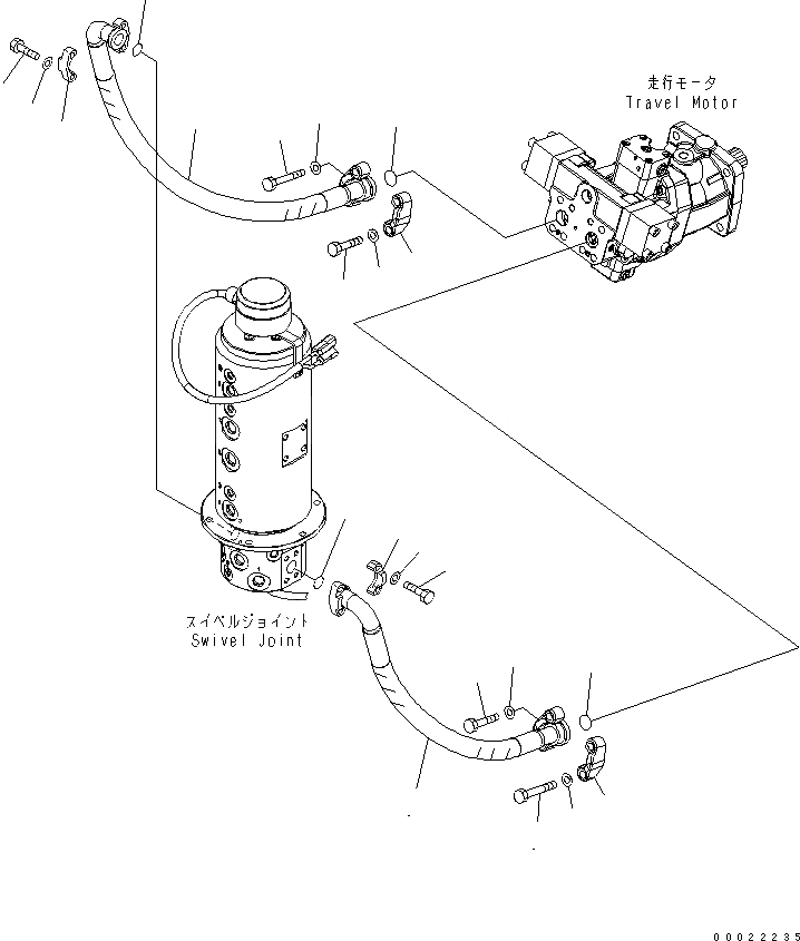 Схема запчастей Komatsu PW160-7K - ЛИНИЯ ХОДА (НИЖН.) НИЖНЯЯ ГИДРОЛИНИЯ И ЛИНИЯ ХОДА