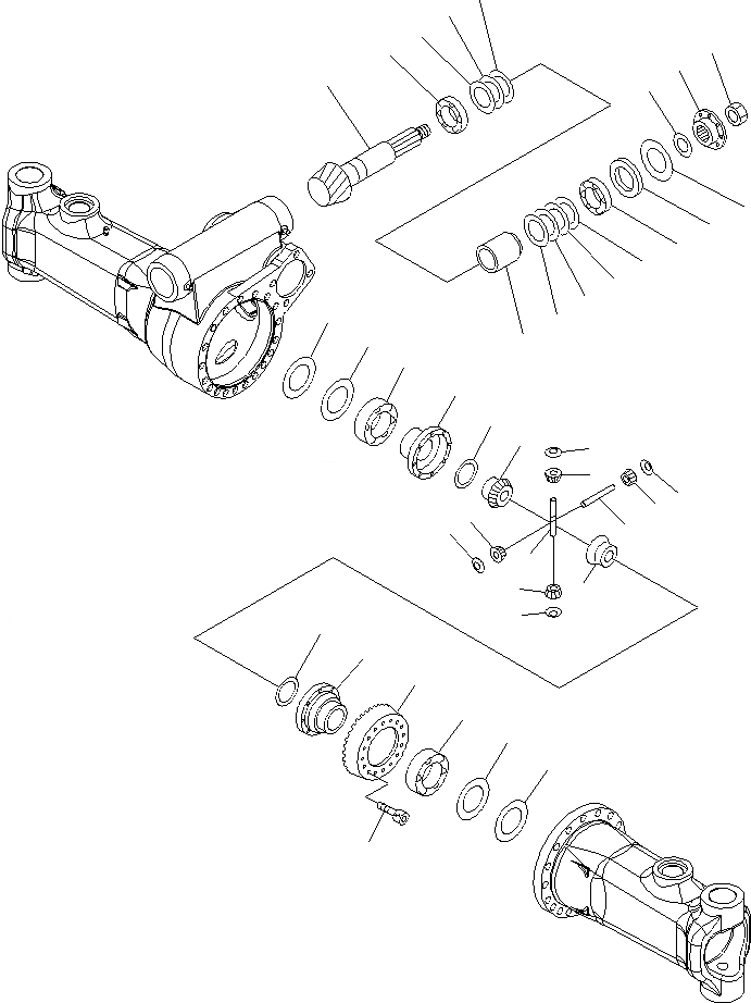 Схема запчастей Komatsu PW160-7K - ПЕРЕДНИЙ МОСТ (/) (.M ШИР.) SUSPENTION И КОЛЕСА