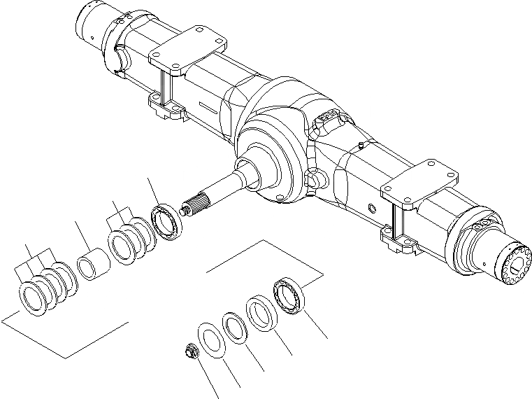 Схема запчастей Komatsu PW160-7K - ЗАДН. МОСТ (/) (.M ШИР.) SUSPENTION И КОЛЕСА