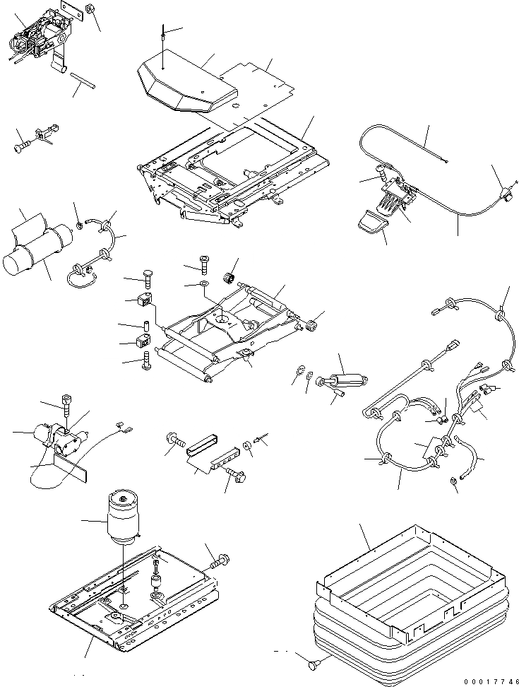 Схема запчастей Komatsu PW160-7K - СИДЕНЬЕ ОПЕРАТОРА В СБОРЕ¤ / (ВОЗД. ПОДВЕСКА) ОСНОВН. КОМПОНЕНТЫ И РЕМКОМПЛЕКТЫ