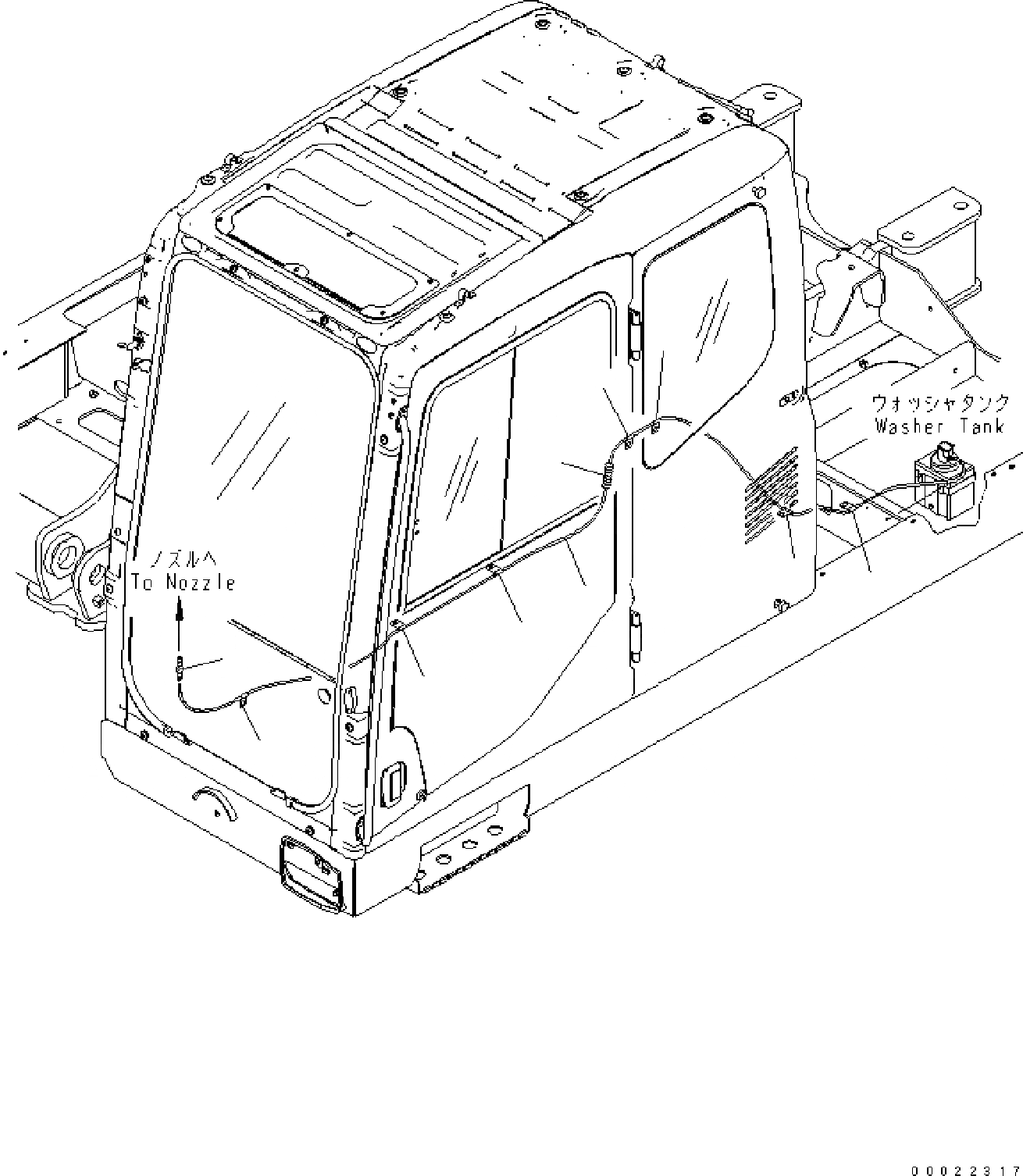 Схема запчастей Komatsu PW160-7E0 - ЭЛЕКТРОПРОВОДКА (ОМЫВАТЕЛЬ СТЕКЛА) E ЭЛЕКТРИКА