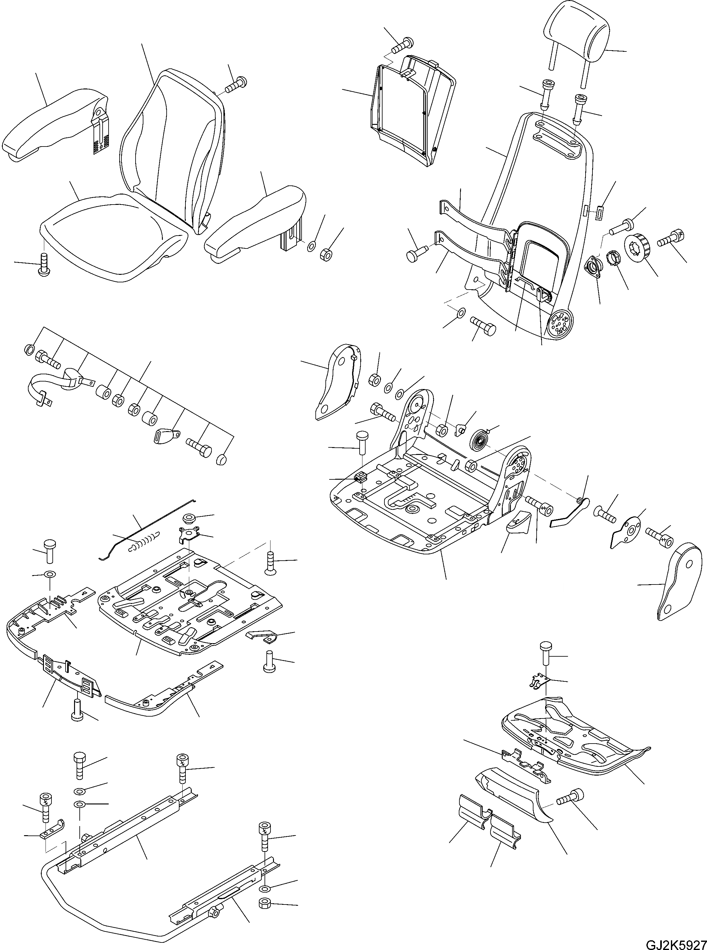 Схема запчастей Komatsu PW160-7E0 - OPERATORґS СИДЕНЬЕ ASSEMBLY, / (МЕХАНИЧ. ПОДВЕСКА) Y ОСНОВН. КОМПОНЕНТЫ И РЕМКОМПЛЕКТЫ