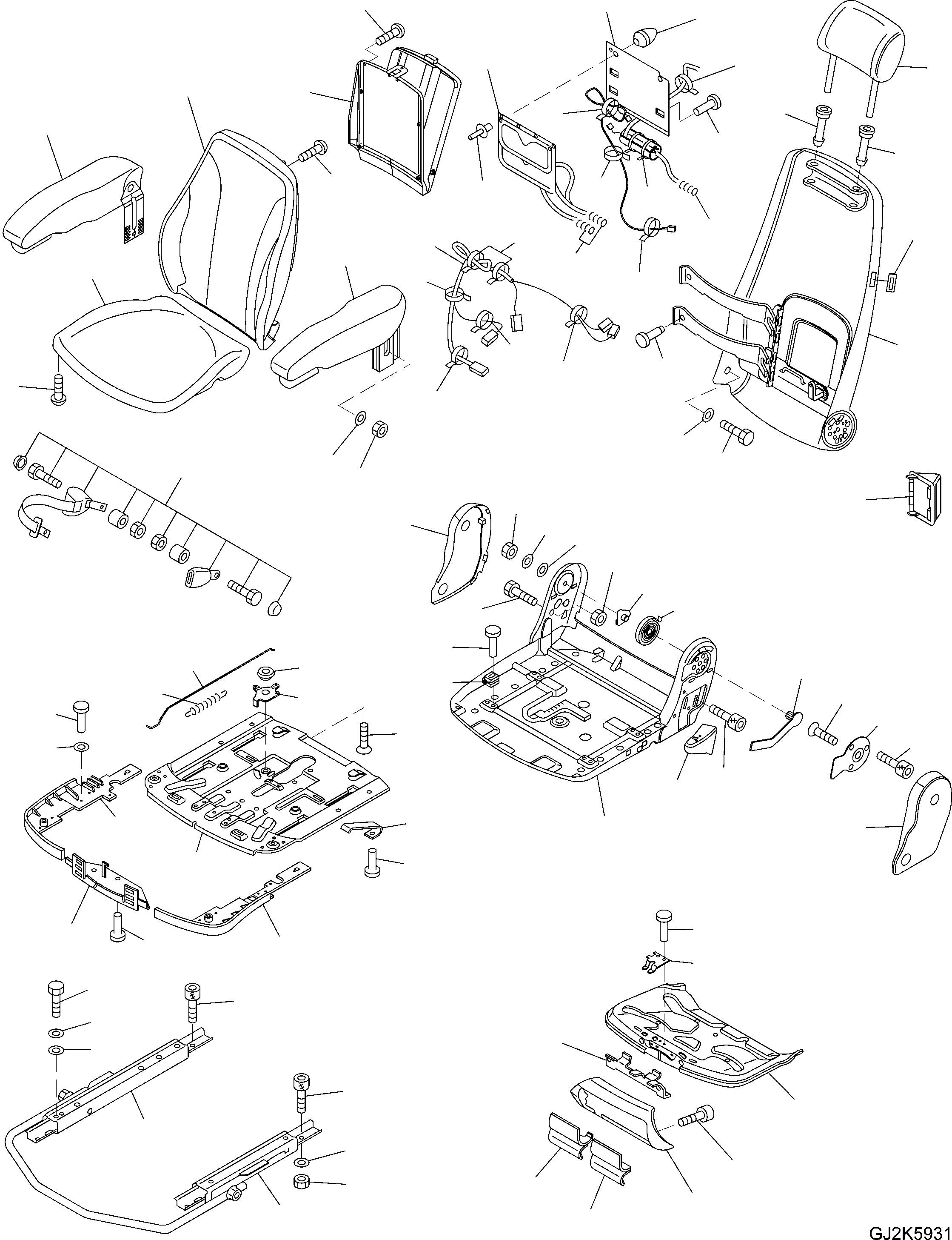 Схема запчастей Komatsu PW160-7E0 - OPERATORґS СИДЕНЬЕ ASSEMBLY, / (ВОЗД. ПОДВЕСКА) Y ОСНОВН. КОМПОНЕНТЫ И РЕМКОМПЛЕКТЫ