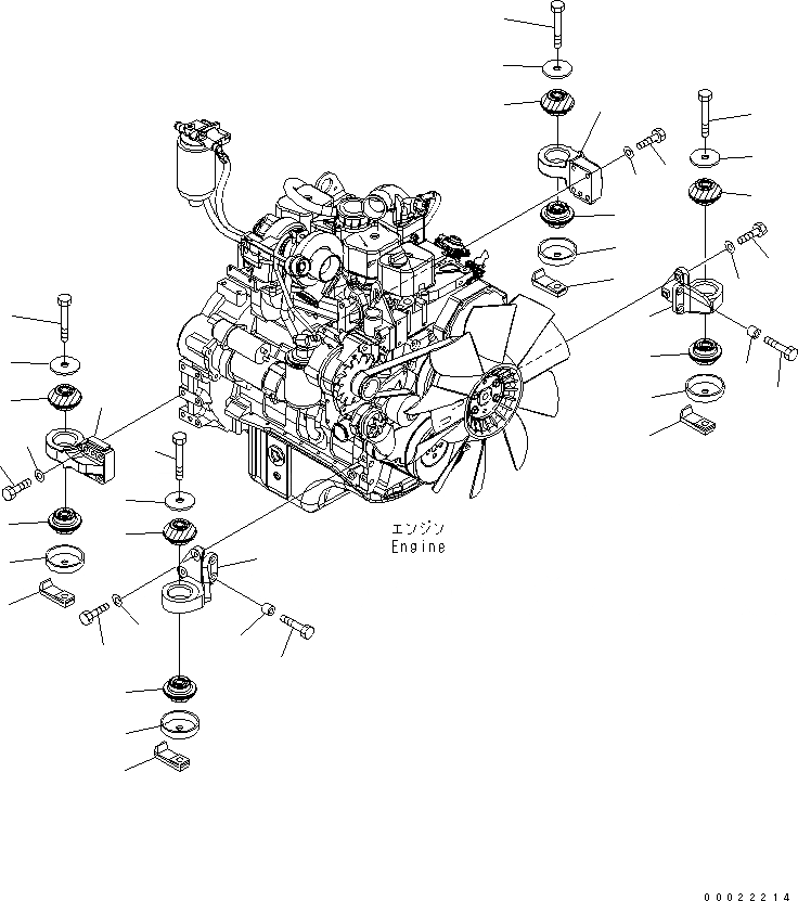 Схема запчастей Komatsu PW160-7 - КРЕПЛЕНИЕ ДВИГАТЕЛЯ B КОМПОНЕНТЫ ДВИГАТЕЛЯ