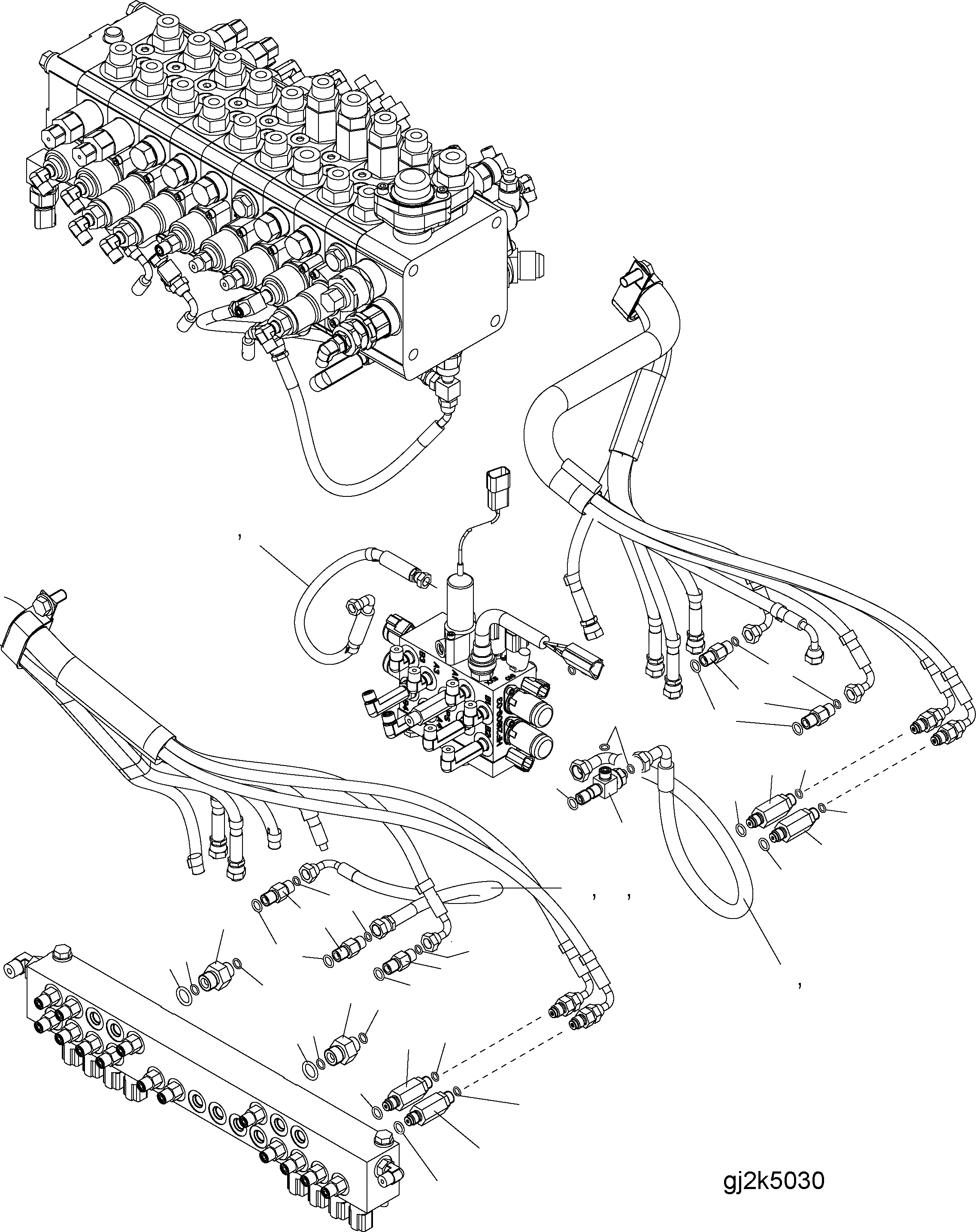 Схема запчастей Komatsu PW160-7 - PPC КОЛЛЕКТОР ТРУБЫ (/) H ГИДРАВЛИКА