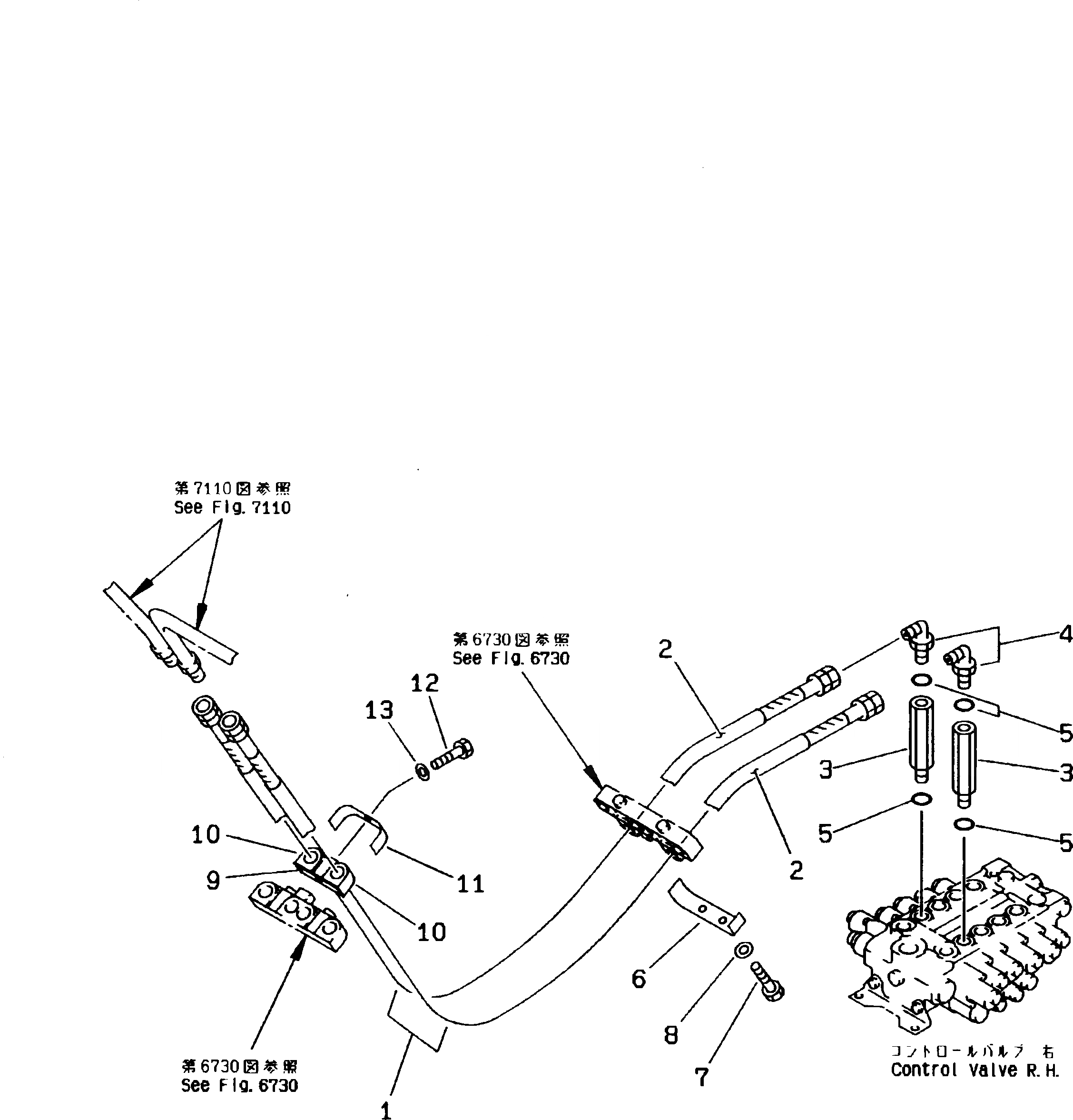 Схема запчастей Komatsu PW170-5K - ГИДРОЛИНИЯ (ЛИНИЯ ЦИЛИНДРА 2-Й СТРЕЛЫ) (ШАССИ) УПРАВЛ-Е РАБОЧИМ ОБОРУДОВАНИЕМ