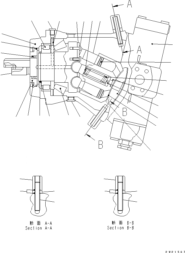 Схема запчастей Komatsu PW170ES-6K - МОТОР ХОДА (ЗАДН.) (KPH) (ВНУТР. ЧАСТИ) (/)(№K9-) F СИЛОВАЯ ПЕРЕДАЧА