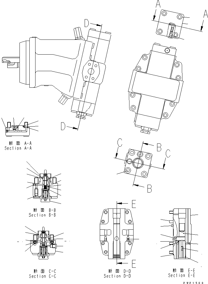 Схема запчастей Komatsu PW170ES-6K - МОТОР ХОДА (ЗАДН.) (KPH) (ВНУТР. ЧАСТИ) (/)(№K77-) F СИЛОВАЯ ПЕРЕДАЧА