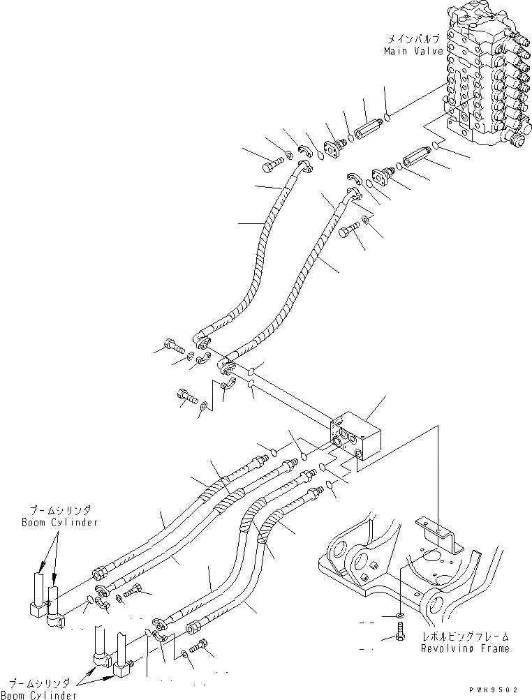 Схема запчастей Komatsu PW170ES-6K - ГИДРОЛИНИЯ СТРЕЛЫ(№K-) H ГИДРАВЛИКА