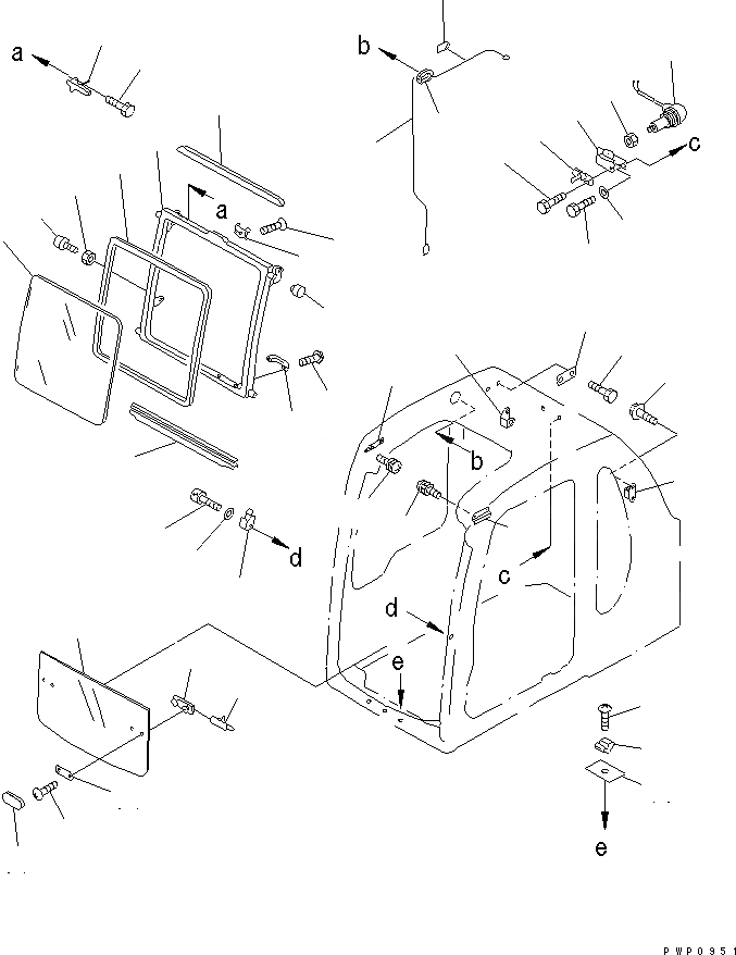 Схема запчастей Komatsu PW170ES-6K - КАБИНА (ПЕРЕДН. ОКНА)(№K-) K КАБИНА ОПЕРАТОРА И СИСТЕМА УПРАВЛЕНИЯ