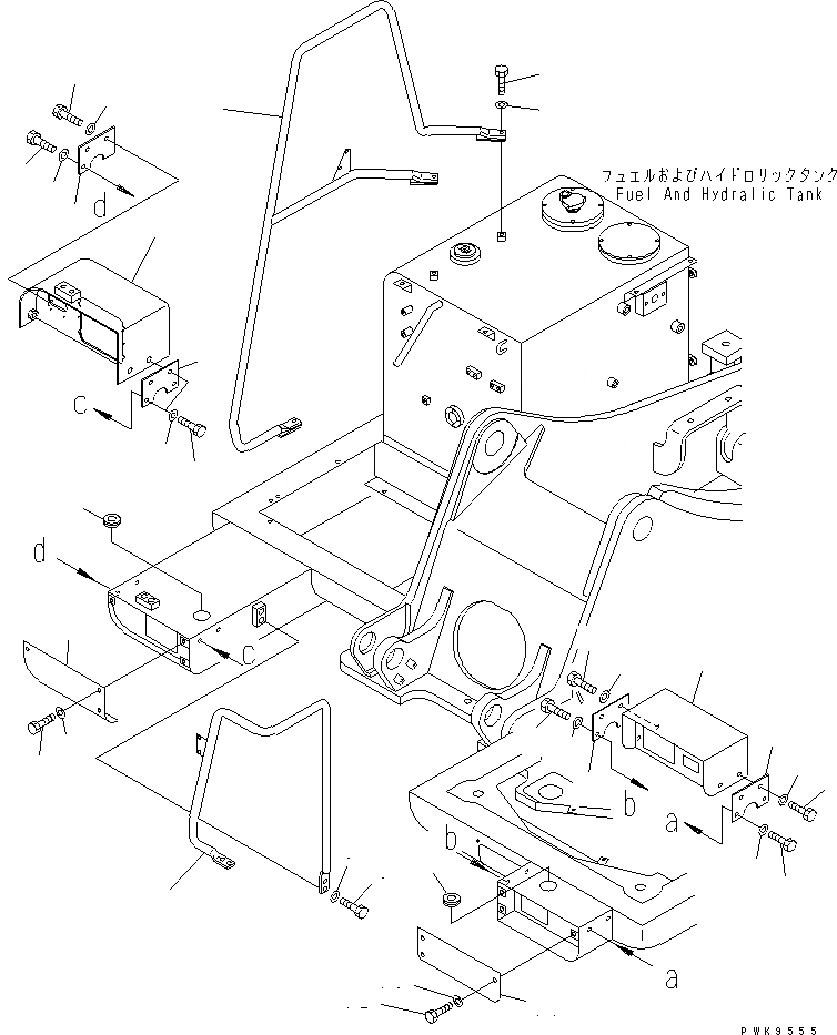 Схема запчастей Komatsu PW170ES-6K - HAND RALL (ИТАЛИЯ СПЕЦ-Я.) (С ПЕРЕДН. ОПОРА)(№K-K) M ЧАСТИ КОРПУСА