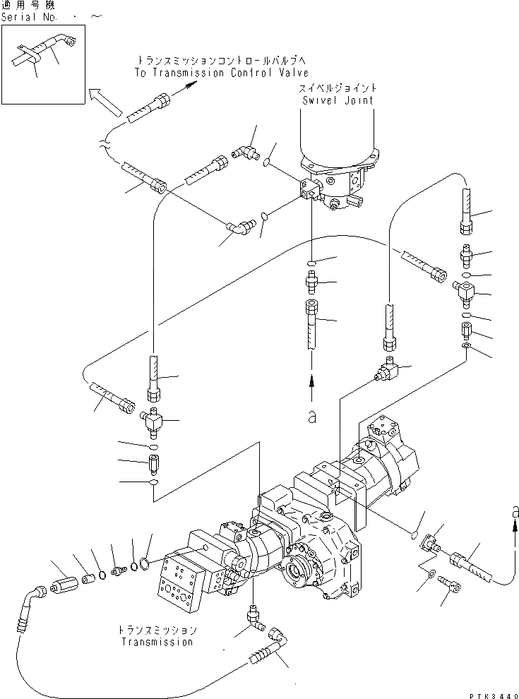 Схема запчастей Komatsu PW170ES-6K - ЛИНИЯ ХОДА (ДРЕНАЖН.)(№K-K999)  НИЖНЯЯ ГИДРОЛИНИЯ И ЛИНИЯ ХОДА