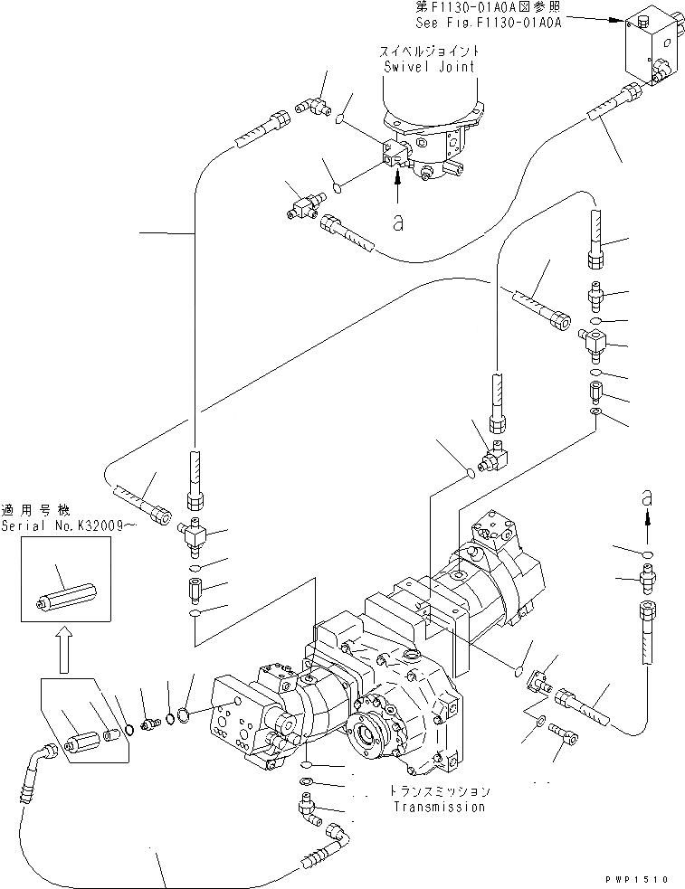 Схема запчастей Komatsu PW170ES-6K - ЛИНИЯ ХОДА (ДРЕНАЖН.)(№K-)  НИЖНЯЯ ГИДРОЛИНИЯ И ЛИНИЯ ХОДА