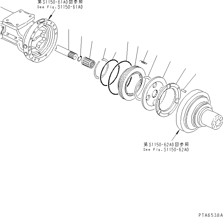 Схема запчастей Komatsu PW170ES-6K - ЗАДН. МОСТ (КОЛЕСН. ТОРМОЗ) S SUSPENTION И КОЛЕСА