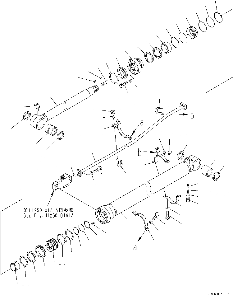 Схема запчастей Komatsu PW170ES-6K - ЦИЛИНДР РУКОЯТИ(С КЛАПАН БЕЗОПАСНОСТИ)(№K-) T РАБОЧЕЕ ОБОРУДОВАНИЕ