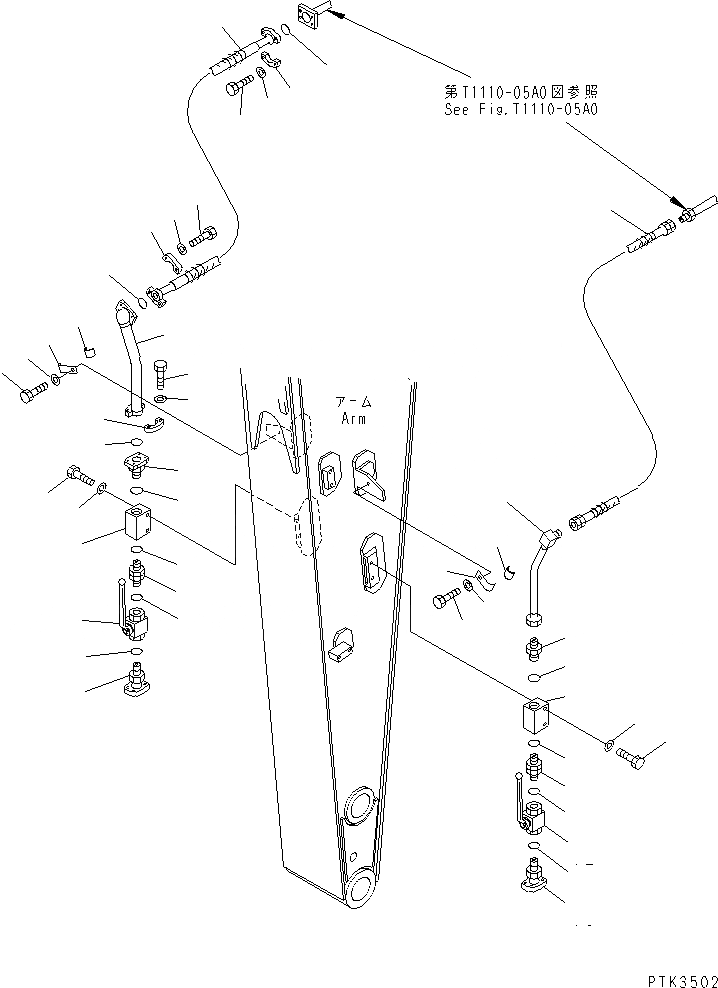 Схема запчастей Komatsu PW170ES-6K - РУКОЯТЬ (.M) (ДОПОЛН. ГИДРОЛИНИЯ) (ДЛЯ МОЛОТА)(№K-K999) T РАБОЧЕЕ ОБОРУДОВАНИЕ