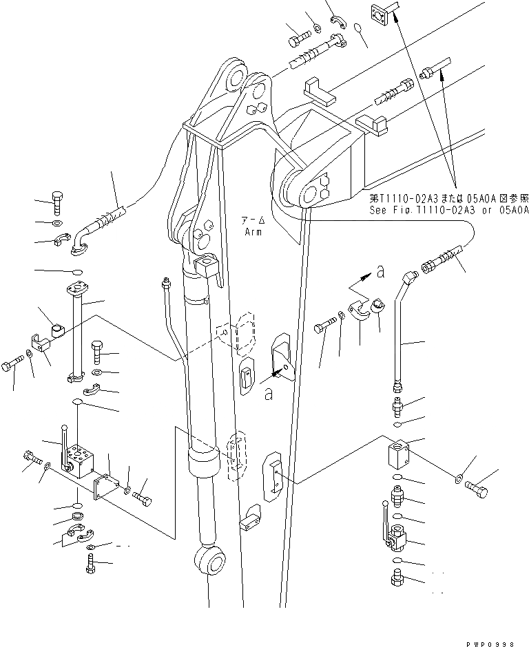 Схема запчастей Komatsu PW170ES-6K - РУКОЯТЬ (.M) (ДОПОЛН. ГИДРОЛИНИЯ) (ДЛЯ МОЛОТА)(№K-) T РАБОЧЕЕ ОБОРУДОВАНИЕ