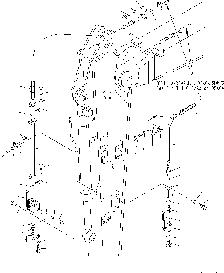 Схема запчастей Komatsu PW170ES-6K - РУКОЯТЬ (.M) (ДОПОЛН. ГИДРОЛИНИЯ) (ДЛЯ МОЛОТА)(№K-) T РАБОЧЕЕ ОБОРУДОВАНИЕ