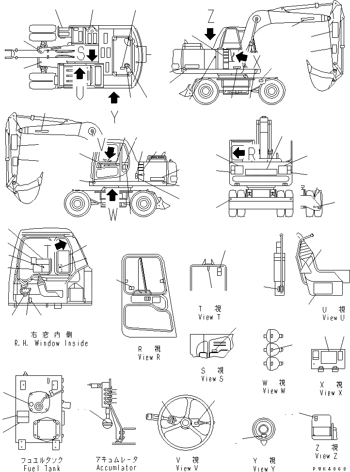 Схема запчастей Komatsu PW170ES-6K - МАРКИРОВКА (АНГЛ.)(№K-K999) U МАРКИРОВКА