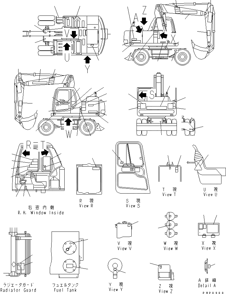 Схема запчастей Komatsu PW170ES-6K - МАРКИРОВКА (АНГЛ.)(№K-) U МАРКИРОВКА