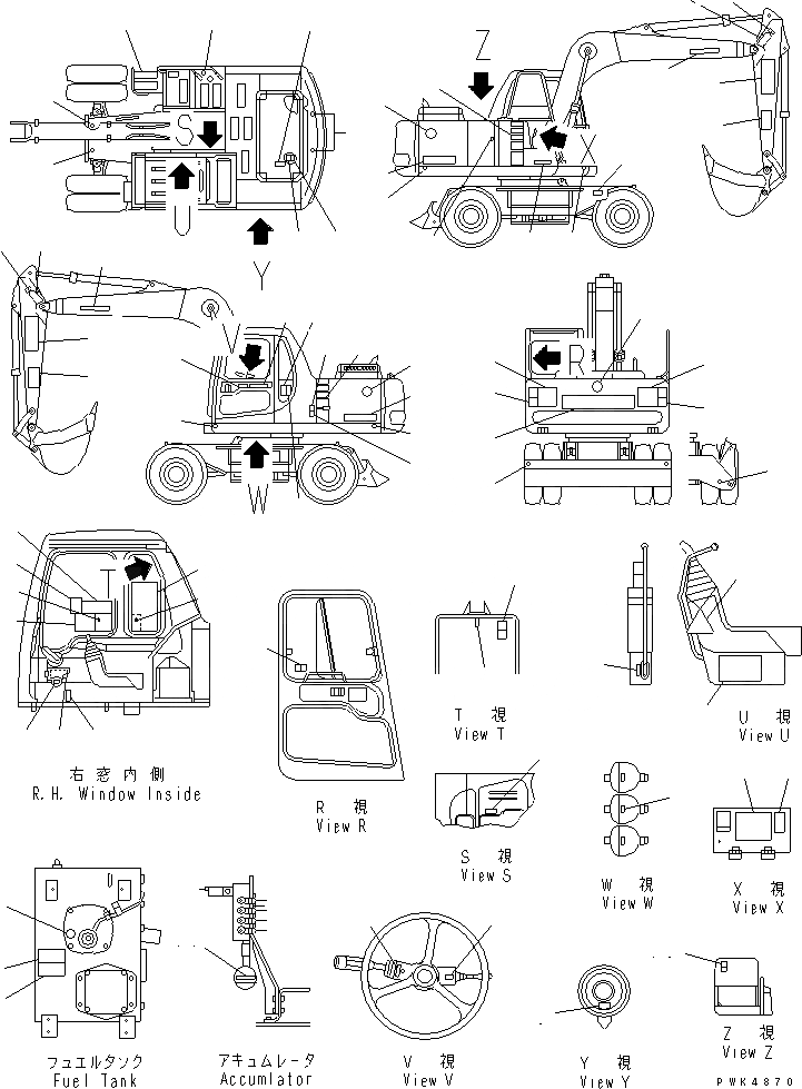 Схема запчастей Komatsu PW170ES-6K - МАРКИРОВКА (ГЕРМАН.)(№K-K999) U МАРКИРОВКА