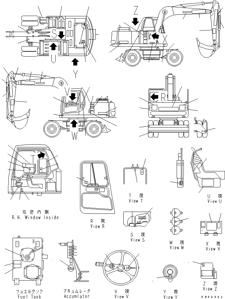 Схема запчастей Komatsu PW170ES-6K - МАРКИРОВКА (ИТАЛИЯ)(№K-K999) U МАРКИРОВКА