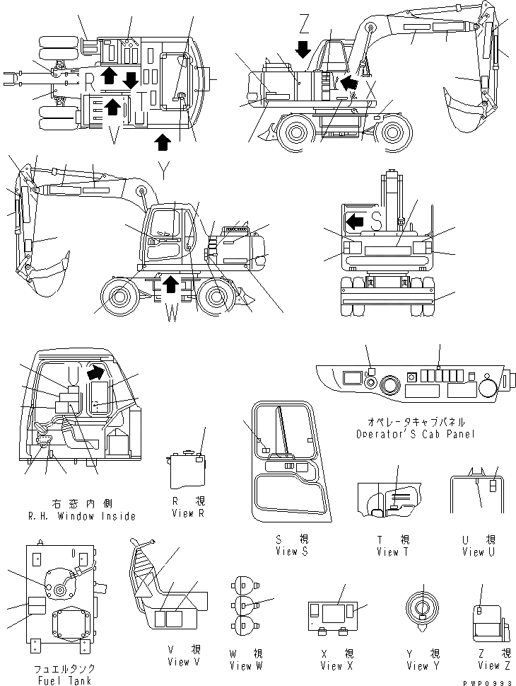 Схема запчастей Komatsu PW170ES-6K - МАРКИРОВКА (ИТАЛИЯ)(№K-K) U МАРКИРОВКА