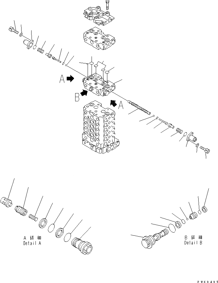 Схема запчастей Komatsu PW170ES-6K-KA - ОСНОВН. КЛАПАН (ВНУТР. ЧАСТИ) (9/) ГИДРАВЛИКА