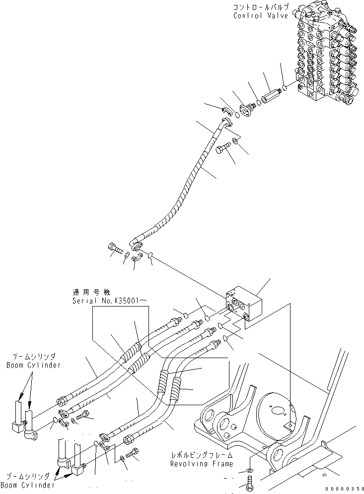 Схема запчастей Komatsu PW170ES-6K-KA - ГИДРОЛИНИЯ СТРЕЛЫ (KA СПЕЦ-Я.)(№K-) ГИДРАВЛИКА