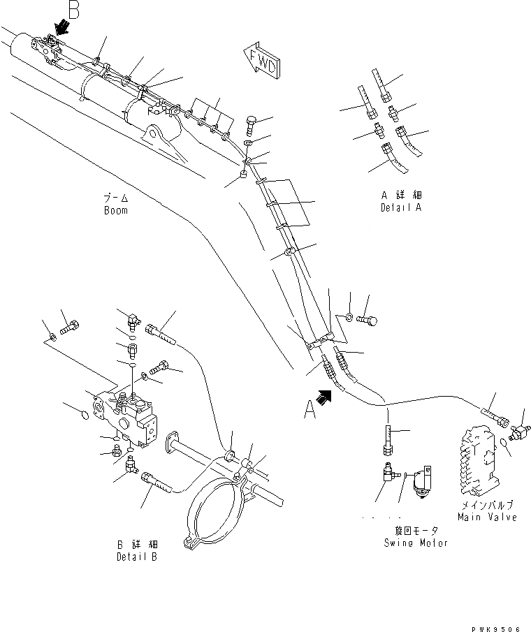 Схема запчастей Komatsu PW170ES-6K-KA - ПРЕДОТВРАЩЕНИЕ СМЕЩЕНИЮ (ДЛЯ РУКОЯТИ) (ДЛЯ 1-СЕКЦИОНН. СТРЕЛЫ)(№K-) ГИДРАВЛИКА