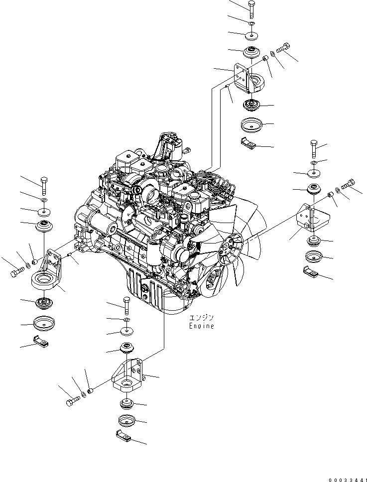 Схема запчастей Komatsu PW180-7K - КРЕПЛЕНИЕ ДВИГАТЕЛЯ КОМПОНЕНТЫ ДВИГАТЕЛЯ