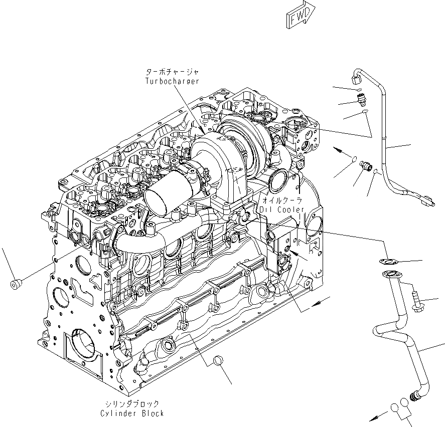 Схема запчастей Komatsu PW180-7E0 - МАСЛОПРОВОДЯЩИЕ ТРУБКИ ТУРБОНАГНЕТАТЕЛЯ AA ДВИГАТЕЛЬ