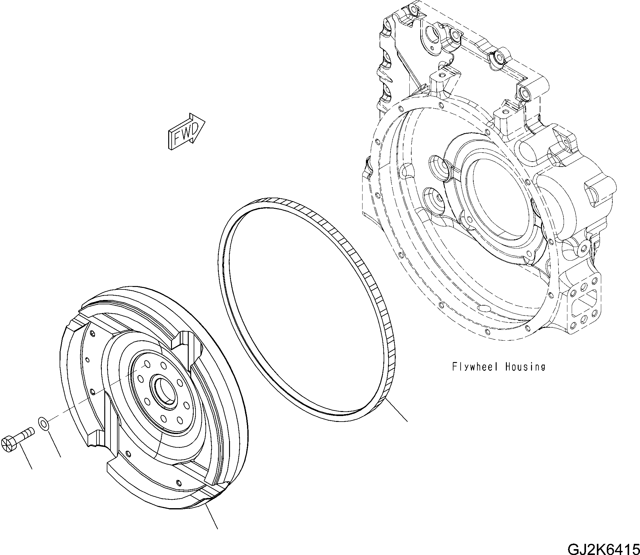 Схема запчастей Komatsu PW180-7E0 - МАХОВИК И КРЕПЛЕНИЕ AA ДВИГАТЕЛЬ