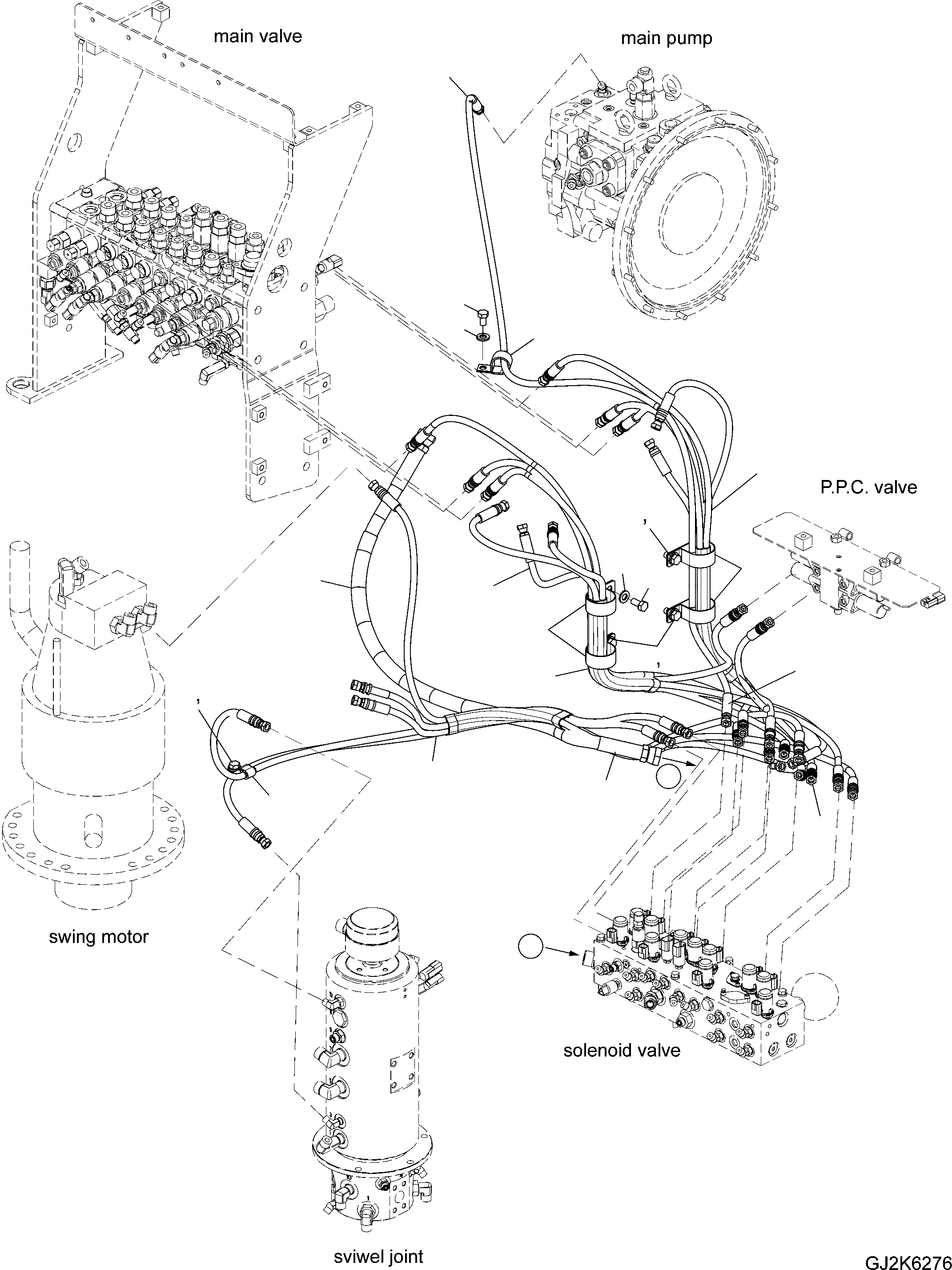 Схема запчастей Komatsu PW180-7E0 - PPC СОЛЕНОИДНЫЙ КЛАПАН ТРУБЫ (/) H ГИДРАВЛИКА