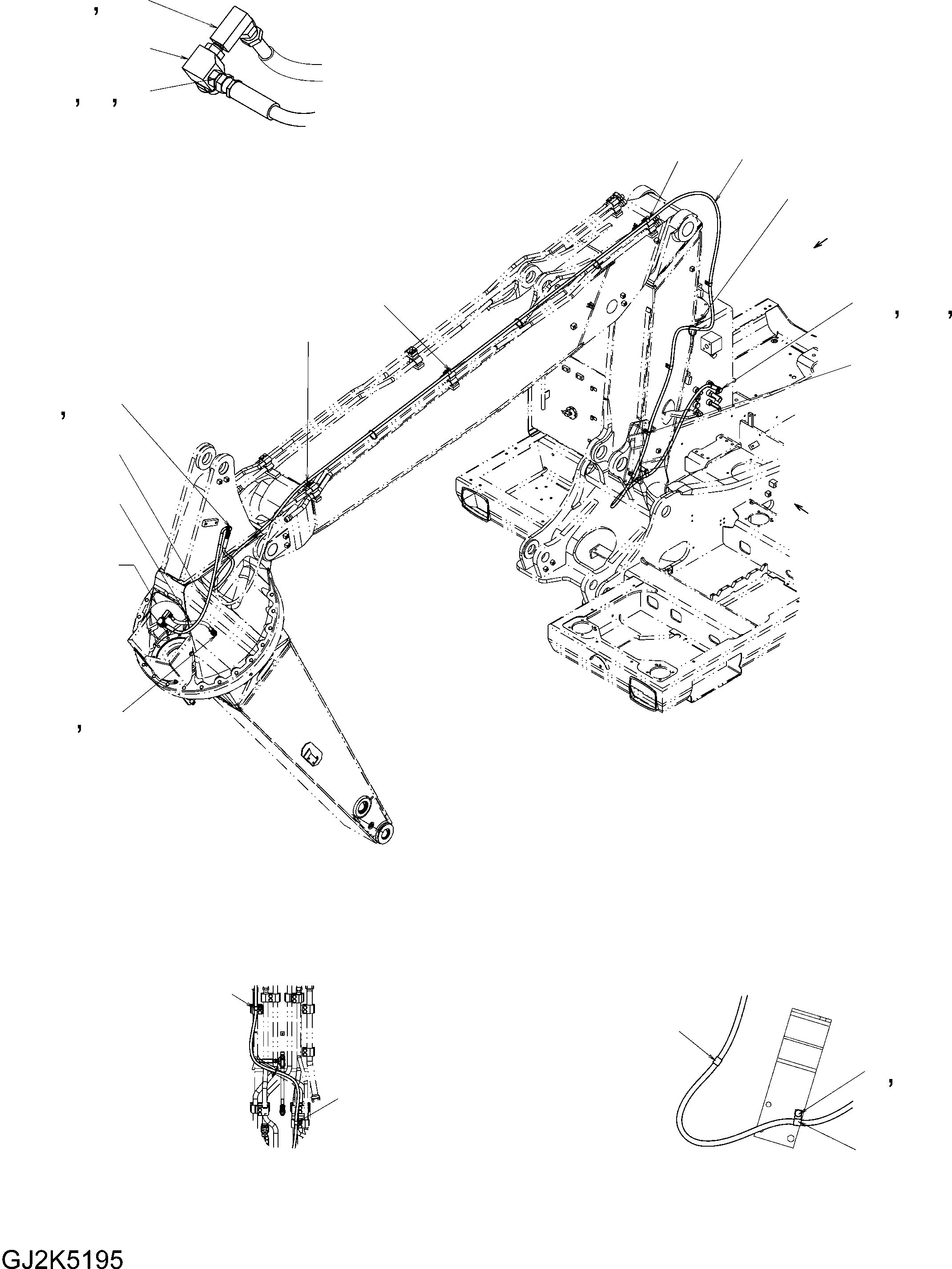 Схема запчастей Komatsu PW180-7E0 - ДРЕНАЖН. ТРУБЫ (ROTATION РУКОЯТЬ) T РАБОЧЕЕ ОБОРУДОВАНИЕ