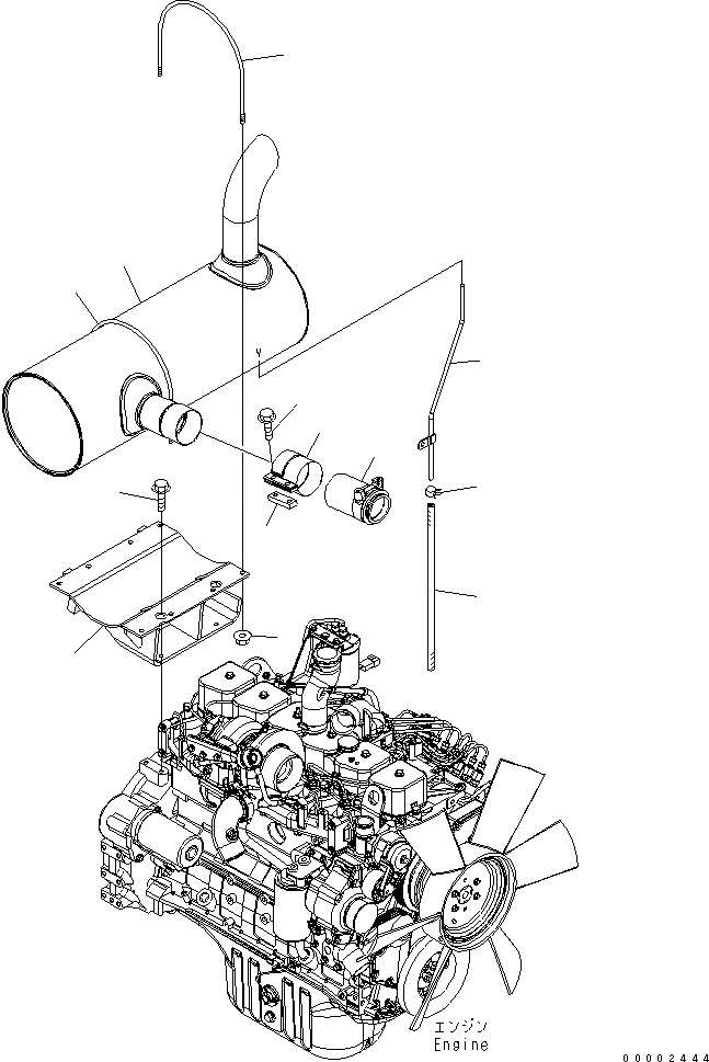 Схема запчастей Komatsu PW200-7K-KA - ГЛУШИТЕЛЬ КОМПОНЕНТЫ ДВИГАТЕЛЯ