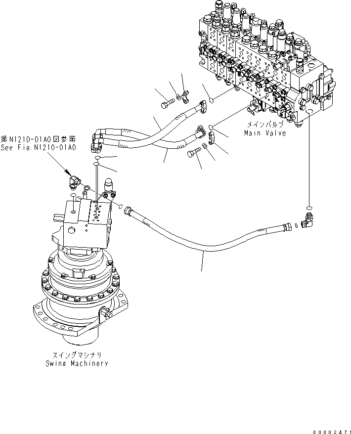 Схема запчастей Komatsu PW200-7K-KA - ЛИНИЯ ПОВОРОТА ГИДРАВЛИКА