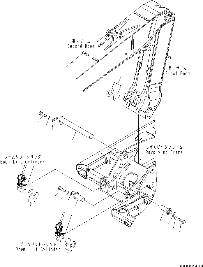 Схема запчастей Komatsu PW200-7K-KA - ПАЛЕЦ СТРЕЛЫ(ДЛЯ 2-СЕКЦИОНН. СТРЕЛЫ) ОСНОВНАЯ РАМА И ЕЕ ЧАСТИ