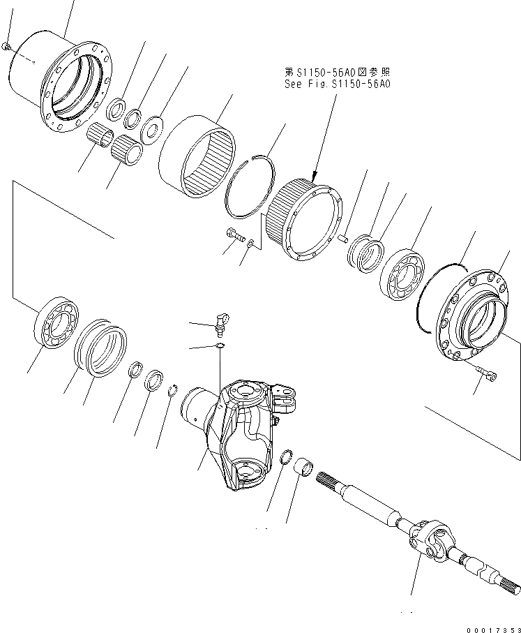 Схема запчастей Komatsu PW200-7K-KA - ПЕРЕДНИЙ МОСТ (/) (.7M ШИР.) SUSPENTION И КОЛЕСА