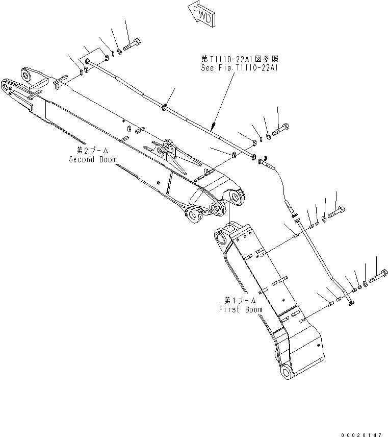 Схема запчастей Komatsu PW200-7K-KA - 2-СЕКЦИОНН. СТРЕЛА (ДОПОЛН. ГИДРОЛИНИЯ) (ГИДРОМОЛОТ ЛИНИИ) (КРЕПЛЕНИЕ) РАБОЧЕЕ ОБОРУДОВАНИЕ