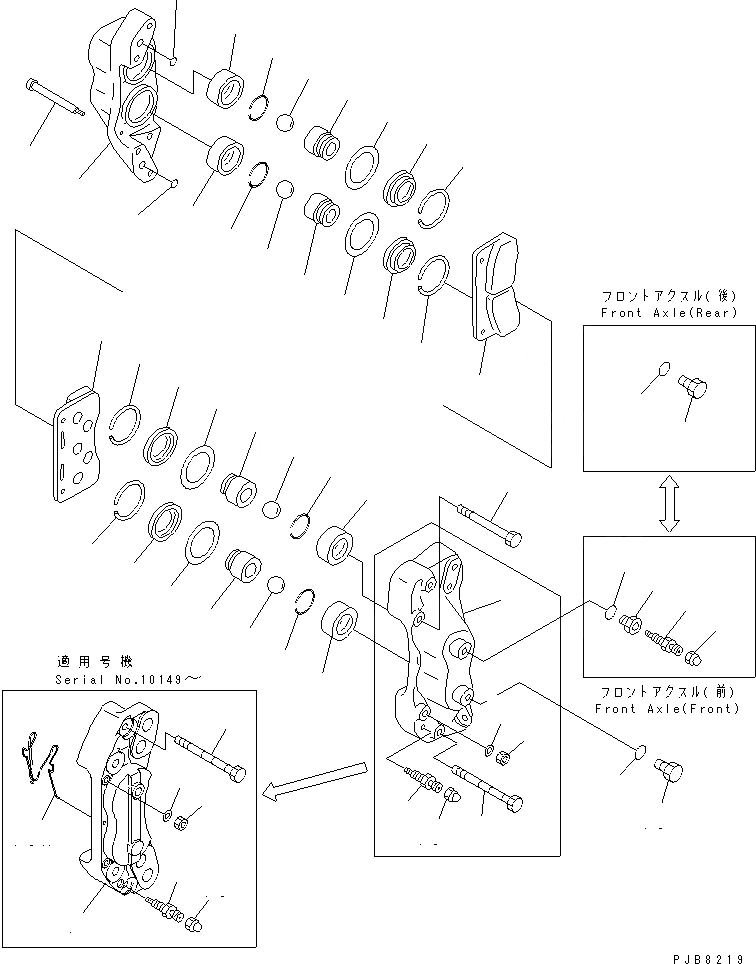 Схема запчастей Komatsu PW200-1 - ПЕРЕДНИЙ МОСТ (CALIPER)(№7-) НИЖНЯЯ ГИДРОЛИНИЯ И ЛИНИЯ ХОДА