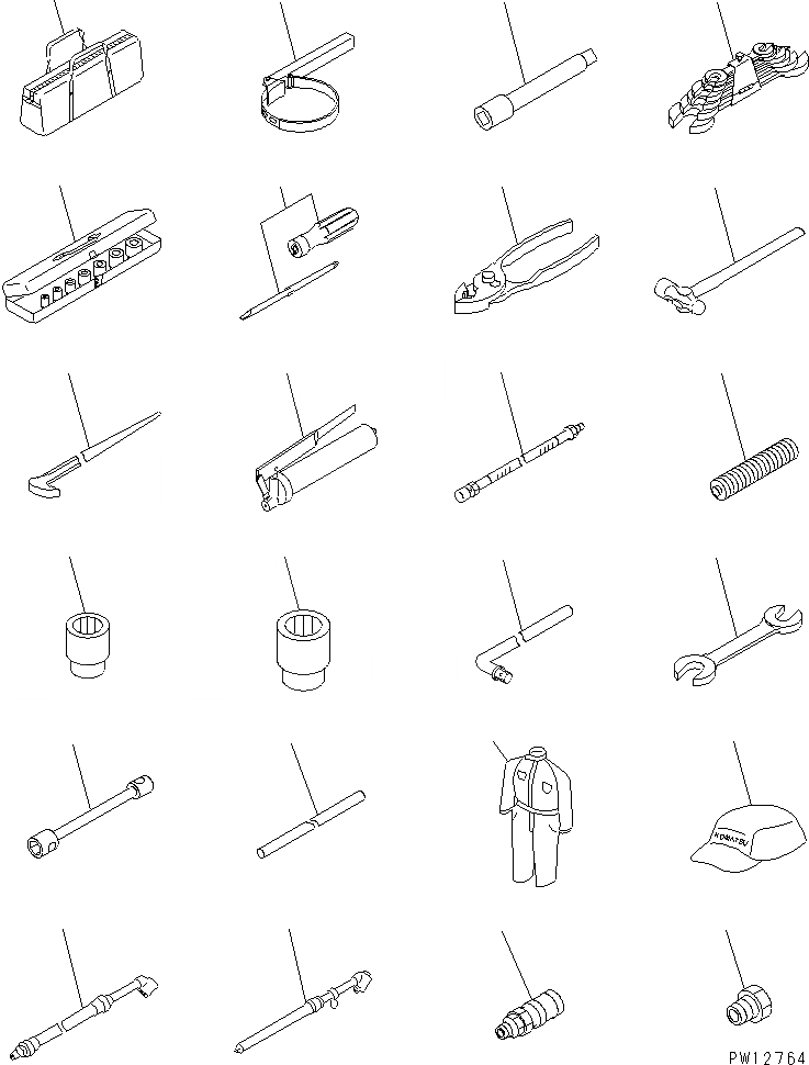 Схема запчастей Komatsu PW200-1 - ИНСТРУМЕНТ АКСЕССУАРЫ