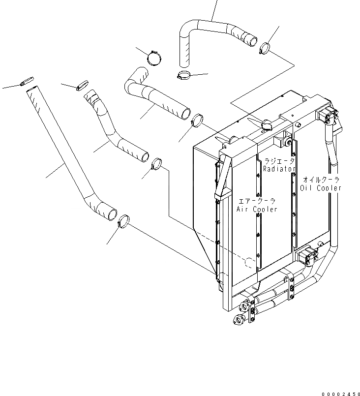 Схема запчастей Komatsu PW200-7 - ОХЛАЖД-Е (РАДИАТОР И ПОДАЧА МАСЛООХЛАДИТЕЛЬ ШЛАНГИ) СИСТЕМА ОХЛАЖДЕНИЯ