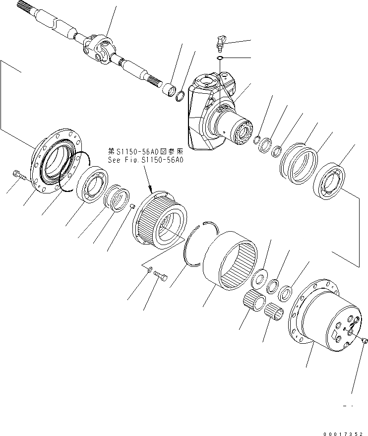 Схема запчастей Komatsu PW200-7 - ПЕРЕДНИЙ МОСТ (/) (.M ШИР.) SUSPENTION И КОЛЕСА